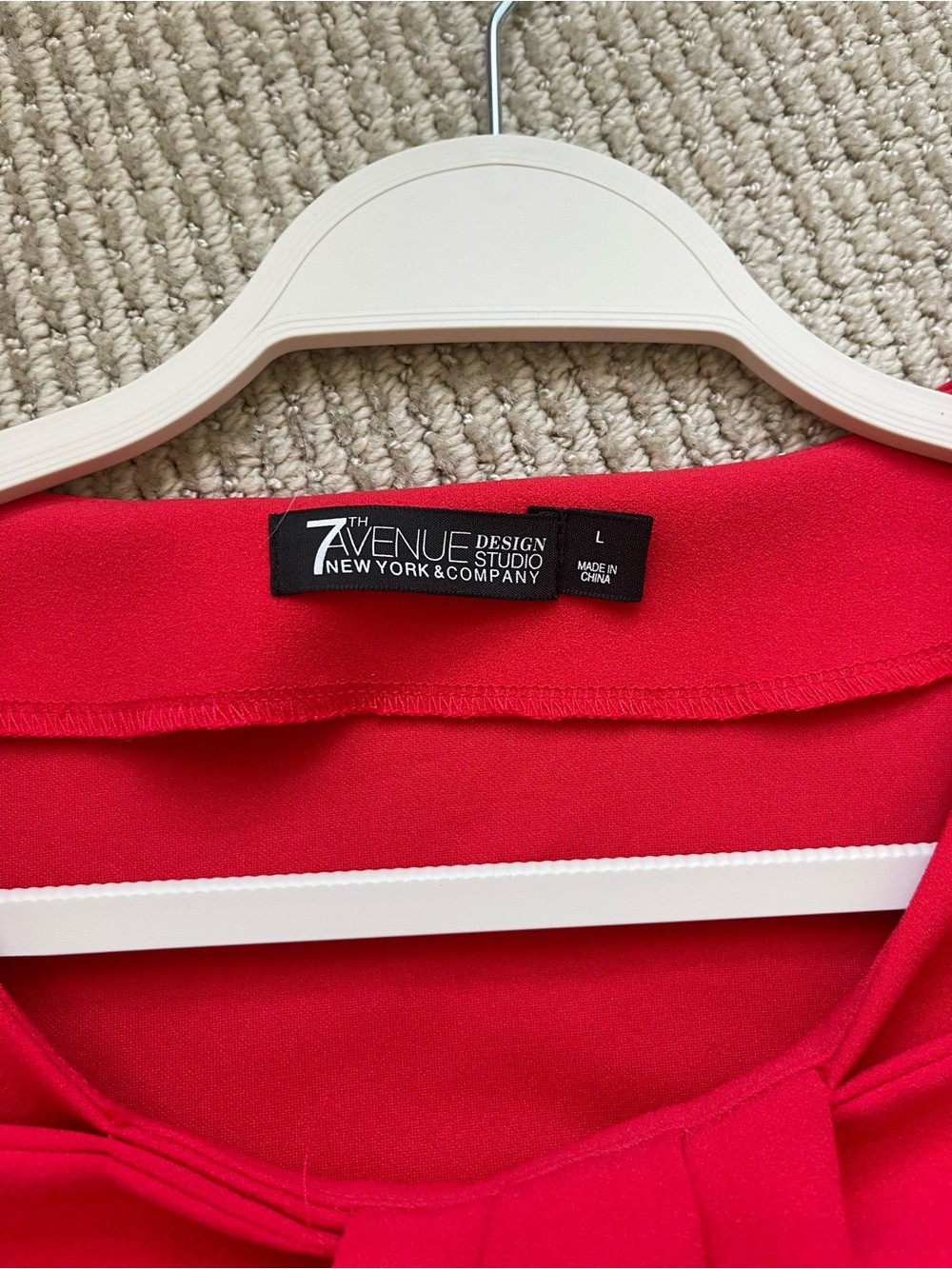 New York & Company Bright Red Bow-Front Short Sleeve Blouse - Picture 3 of 5